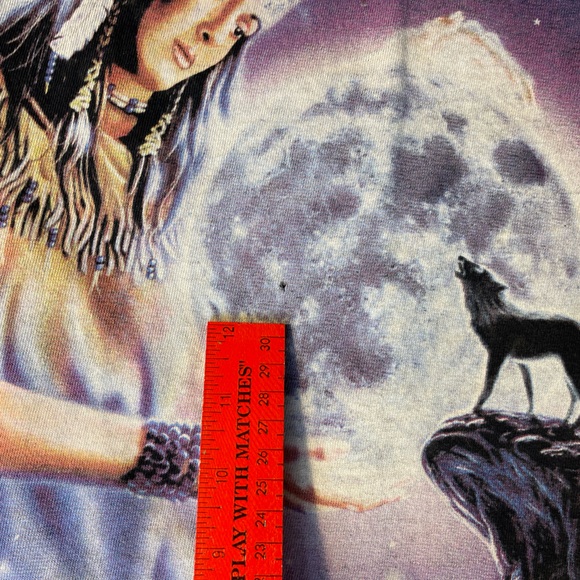 Vintage The Mountain Native American Indian Princess/Wolf Tie dye Large - Picture 4 of 6